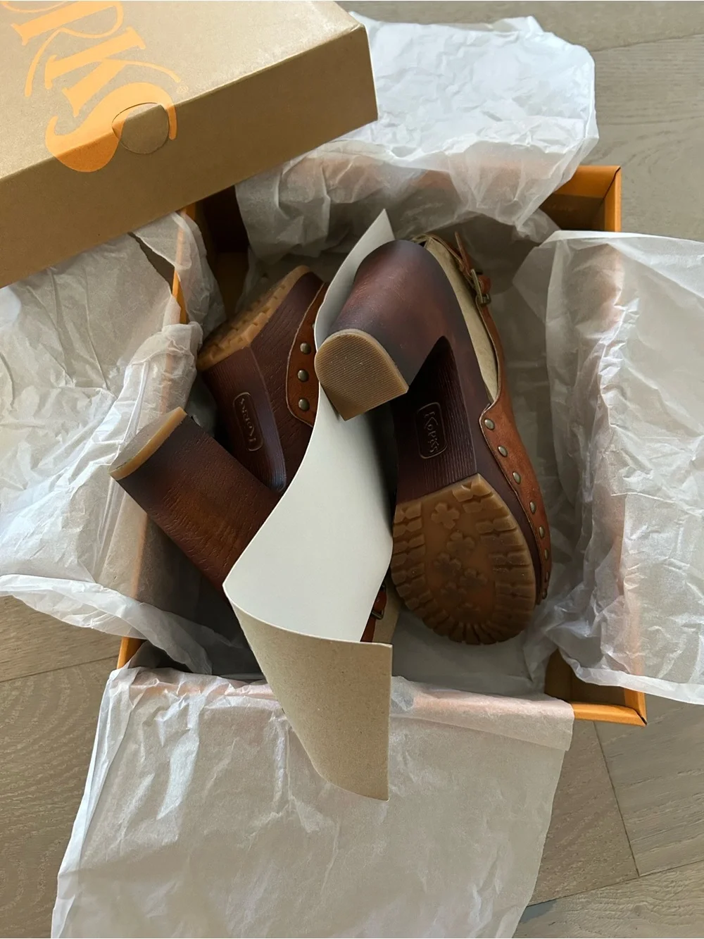 Korks Brown and Beige Platform Heels